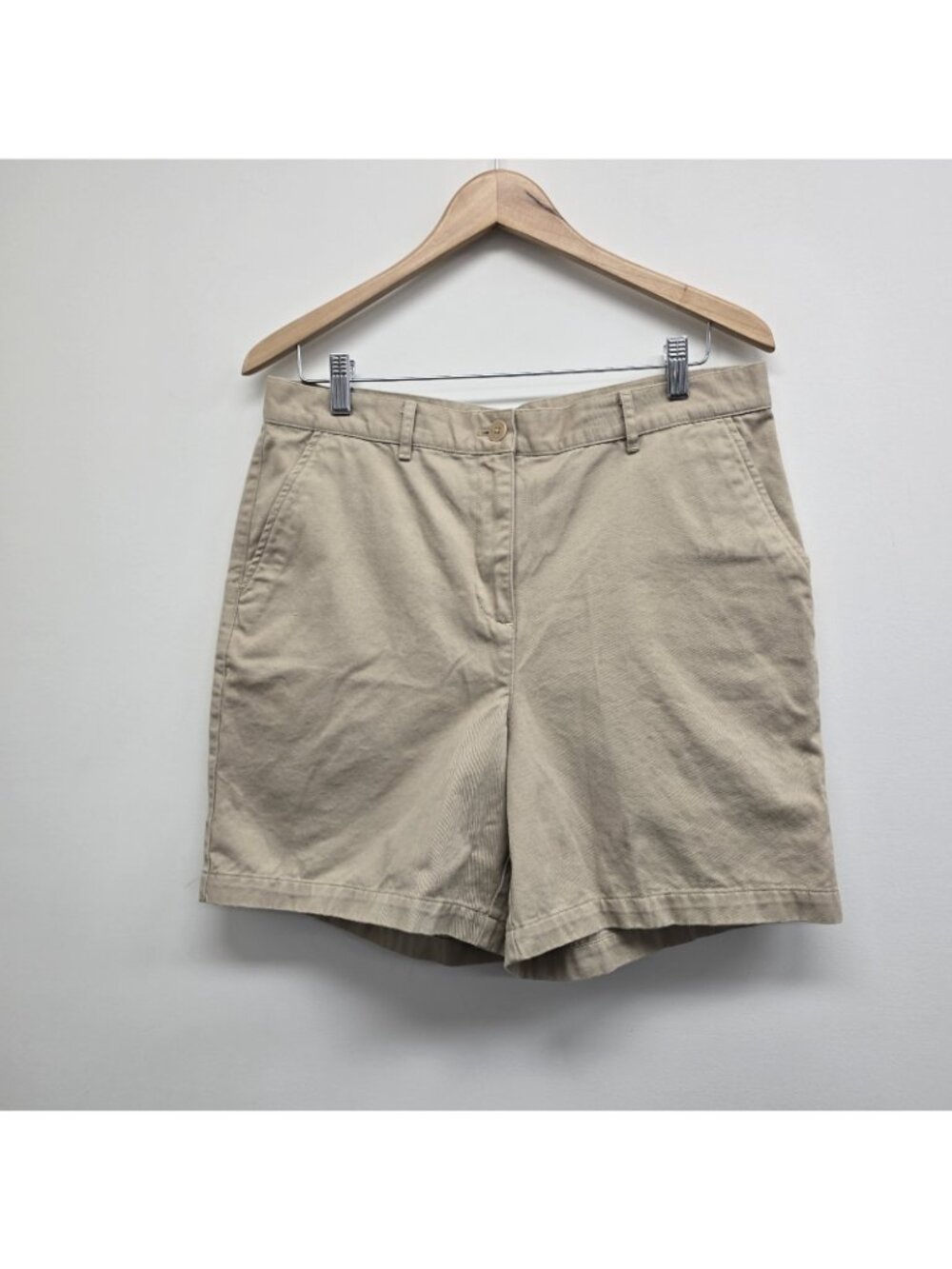 Lauren Jeans Co Flat Front High Rise Chino Shorts 12 Petite Preppy Quiet Luxury